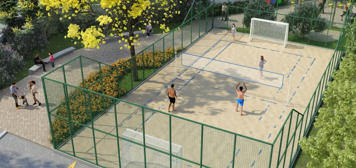 Quadra de areia para beach tennis e futevôlei